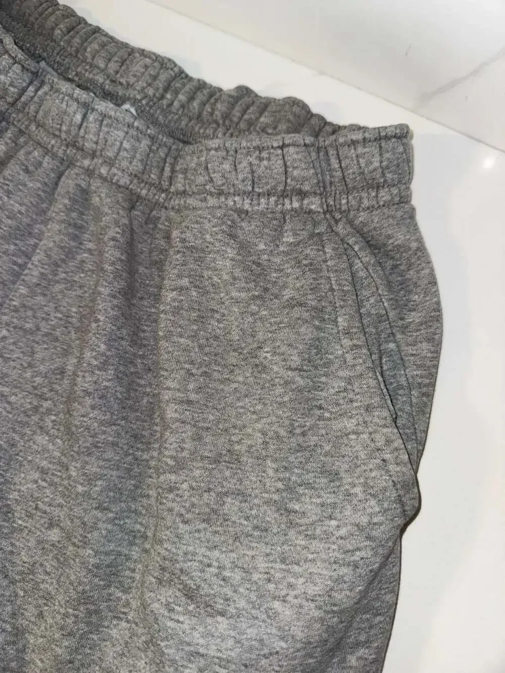 Nike Gray Fleece Athletic Shorts with White Swoosh Size Large